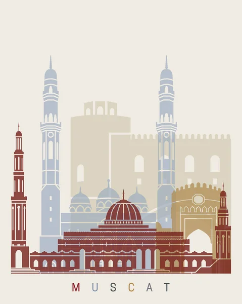 Muscat skyline poster — Stock Vector