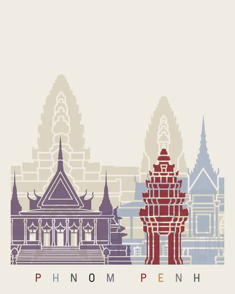 Phnom Penh skyline poster — Stock Vector