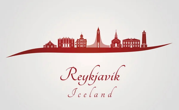 Skyline Reykjavik V2 in rosso — Vettoriale Stock