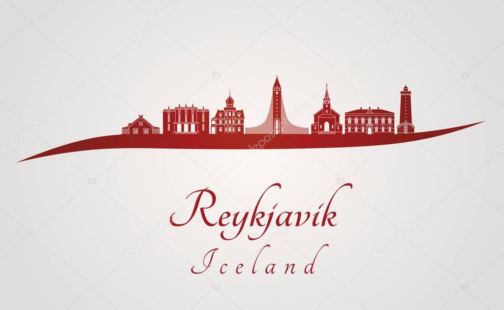 Reykjavik V2 skyline in red
