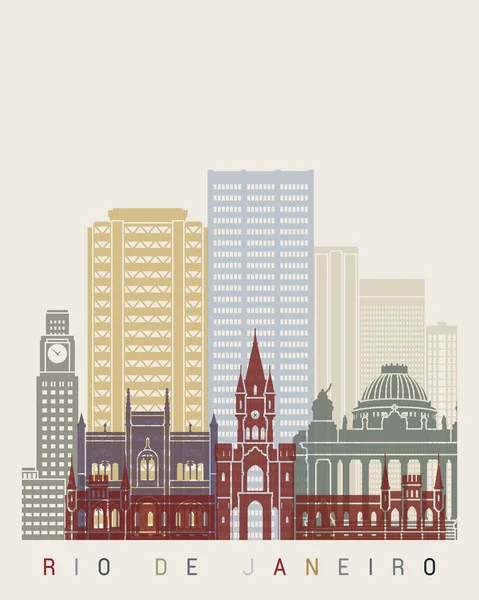 Rio de Janeiro  V2 skyline poster — ストックベクタ