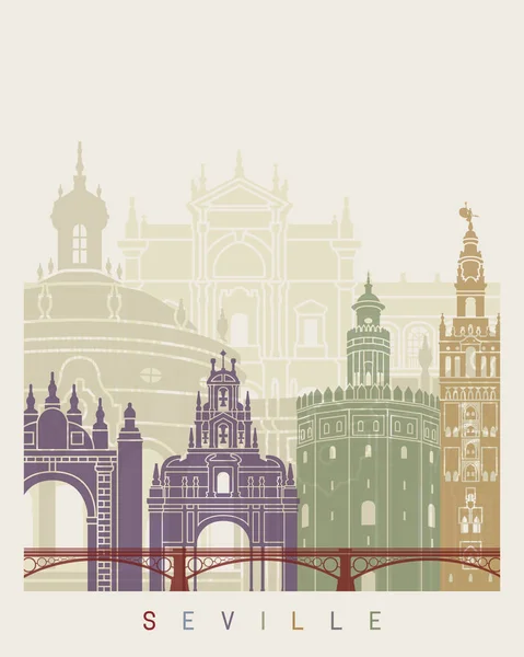 Seville V2 skyline poster — Stock Vector