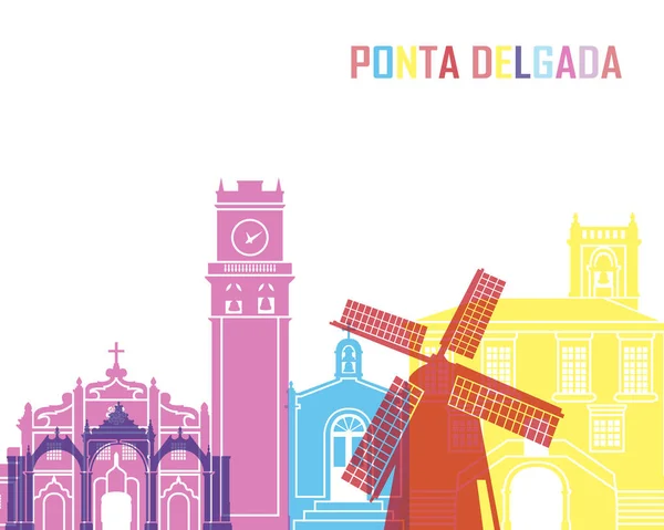 Ponta Delgada skyline pop —  Vetores de Stock