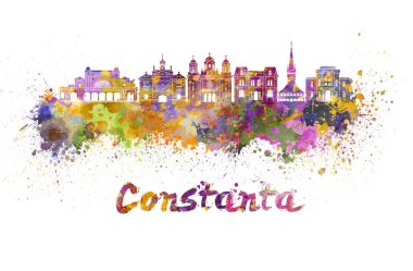 Constanta skyline in watercolor clipart