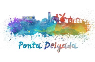 Ponta Delgada manzarası içinde suluboya