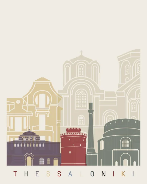 Affiche Thessalonique skyline — Image vectorielle