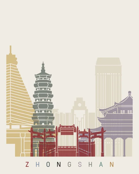Zhongshan skyline poszter — Stock Vector