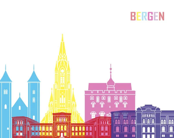 Bergen skyline pop — Stock Vector
