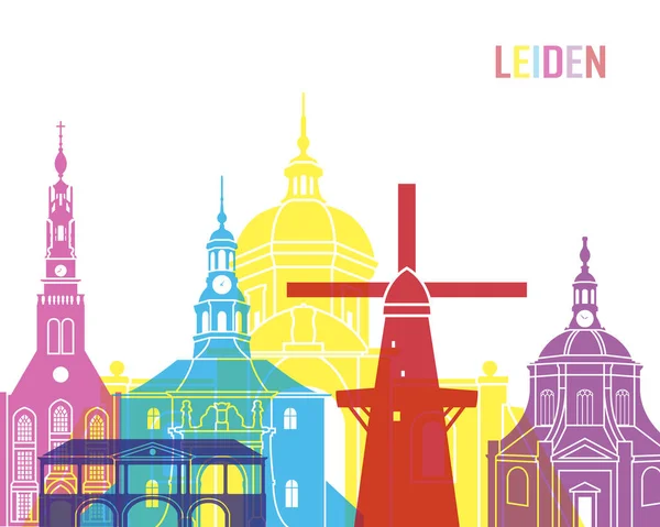 Leiden skyline pop — Archivo Imágenes Vectoriales