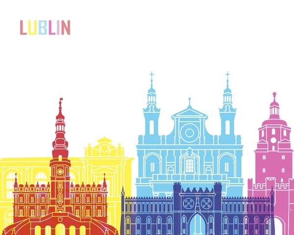 Lublin skyline pop — Stock Vector