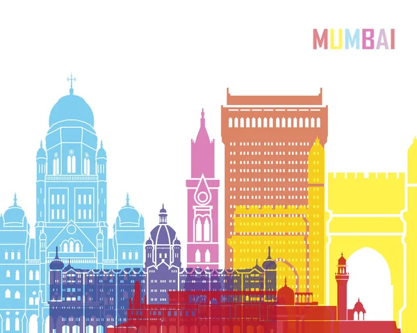 Mumbai skyline pop — Stock Vector