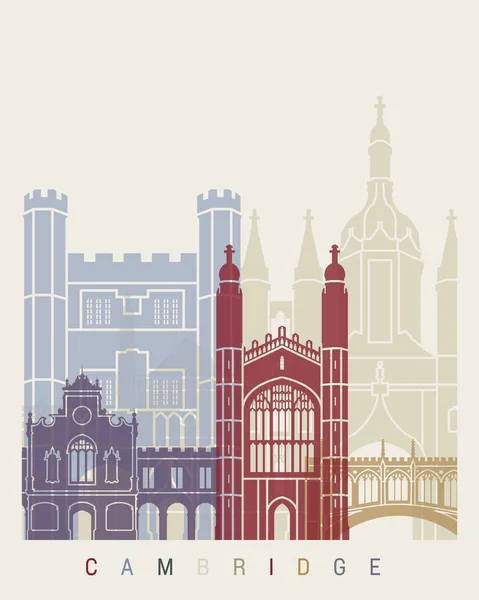 Кембридж skyline плакат — стоковий вектор