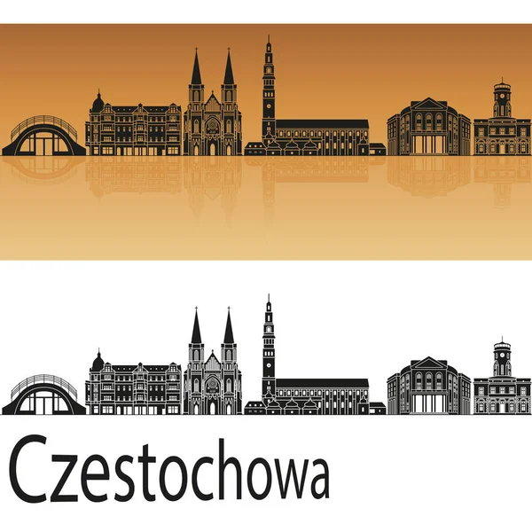 De skyline van Czestochowa in oranje — Stockvector