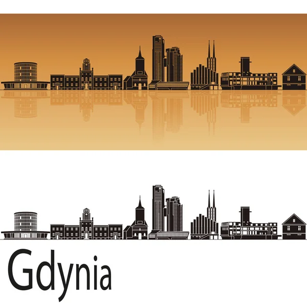 Gdynia skyline em laranja —  Vetores de Stock
