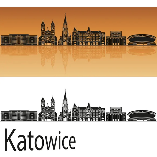 Katowice skyline in orange — Stock Vector