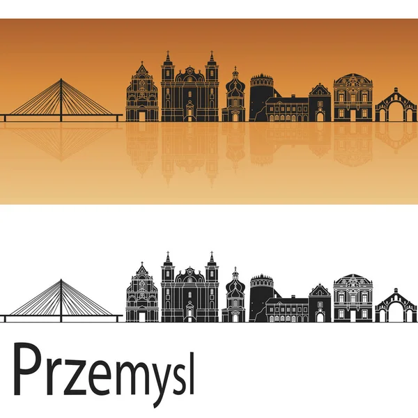 Przemysl skyline in oranje — Stockvector