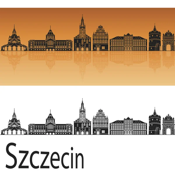 Skyline Szczecin en orange — Image vectorielle