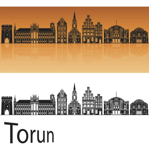 Torun skyline  in orange — Stock Vector