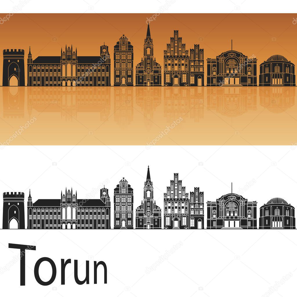 Torun skyline  in orange 