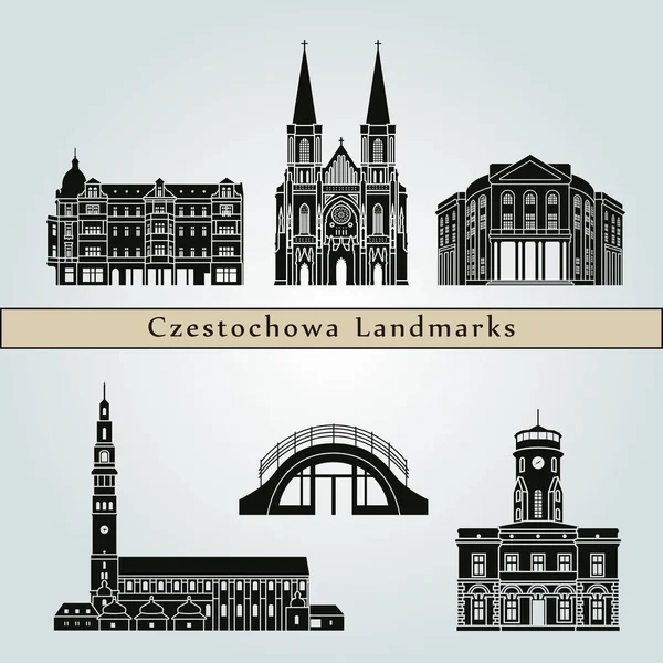 Monumentos e monumentos de Czestochowa — Vetor de Stock