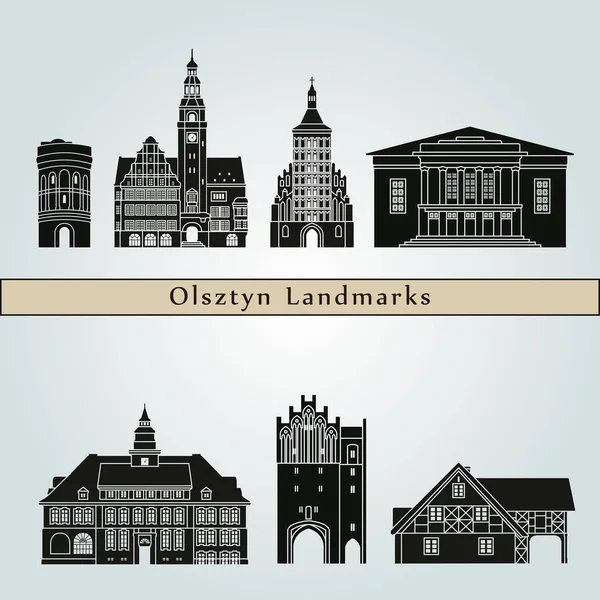 Olsztyn Monumentos y monumentos — Archivo Imágenes Vectoriales