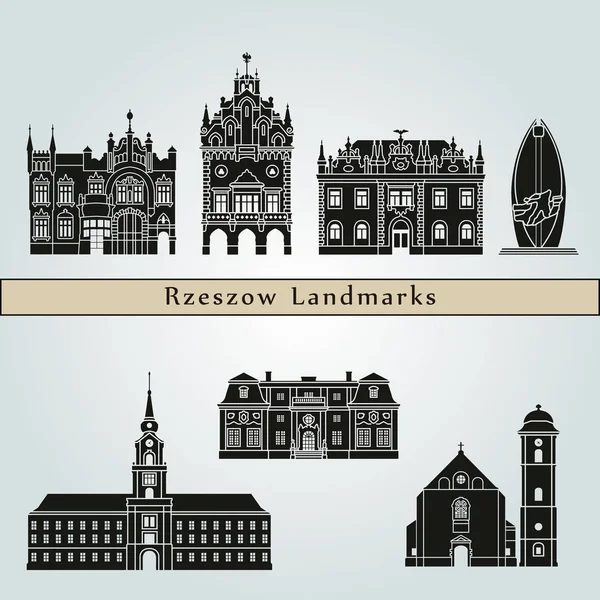 Rzeszow Landmarks and monuments — Stock Vector