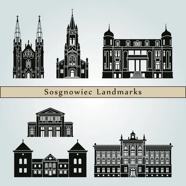 Sosgnowiec Landmarks and monuments — Stock Vector