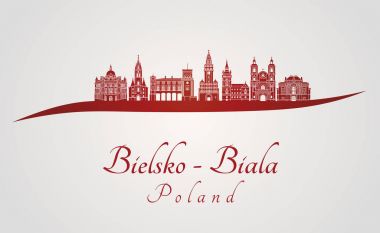 Bielsko-Biala manzarası kırmızı