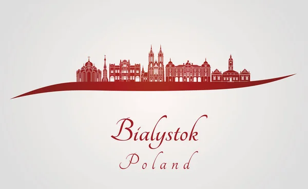 Skyline Bialystok en rouge — Image vectorielle