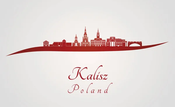 Kalisz skyline i rött — Stock vektor