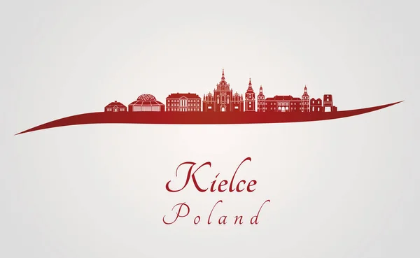 Kielce skyline in red — Stock Vector