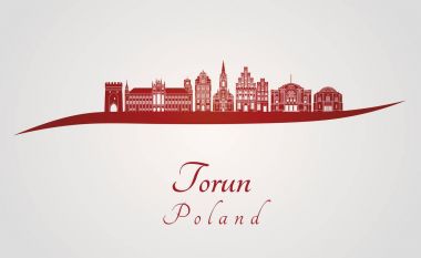 Torun skyline in red clipart