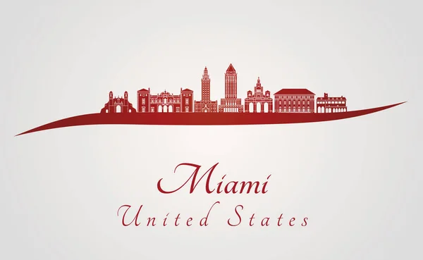 Miami V2 skyline rood — Stockvector