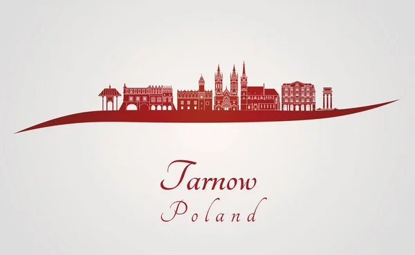 Tarnow skyline i rött — Stock vektor