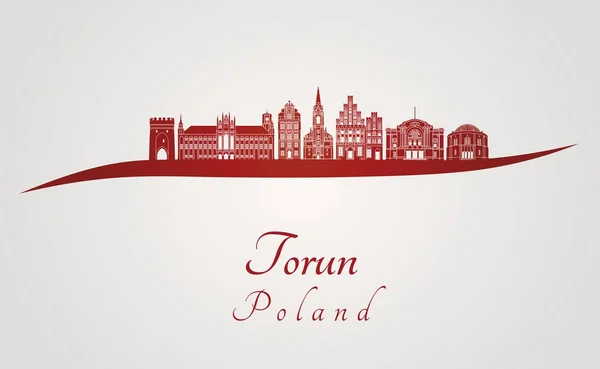 Panoramę Toruń w kolorze czerwonym — Wektor stockowy