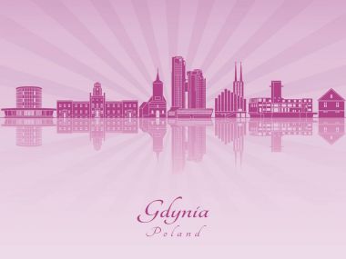Mor parlak orkide Gdynia manzarası
