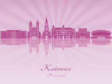 Mor parlak orkide Katowice manzarası