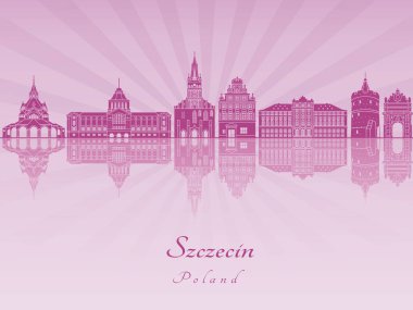 Mor parlak orkide Szczecin manzarası