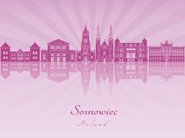 Mor parlak orkide Sosnowiec manzarası