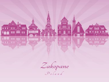 Mor parlak orkide Zakopane manzarası