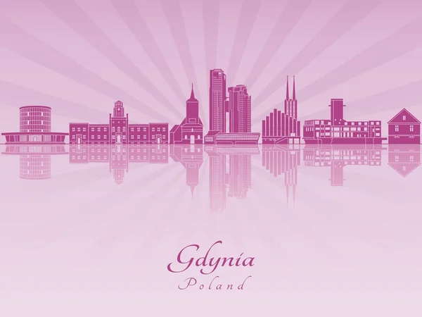 Gdynia skyline em orquídea radiante roxa —  Vetores de Stock