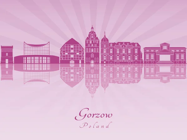 Skyline Gorzow en orchidée rayonnante violette — Image vectorielle