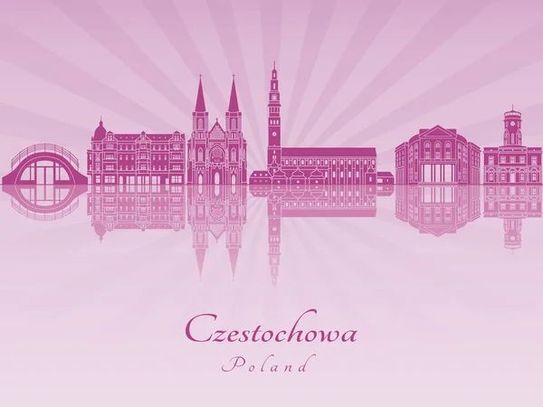 Czestochowa skyline em orquídea radiante roxa — Vetor de Stock