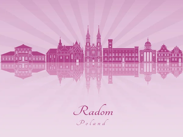 Skyline de Radom em orquídea radiante roxa — Vetor de Stock