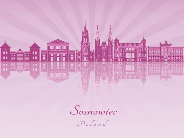 Panoramę miasta Sosnowiec w purpurowa orchidea radiant — Wektor stockowy