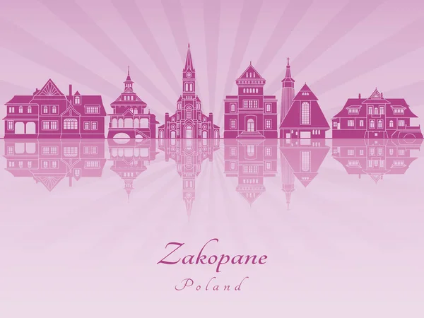 Skyline Zakopane en orchidée rayonnante pourpre — Image vectorielle