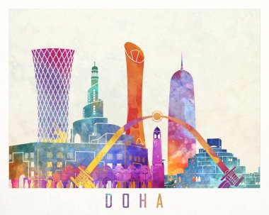 Doha yerlerinden suluboya poster