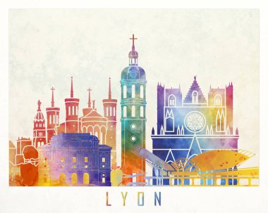 Lyon yerlerinden suluboya poster