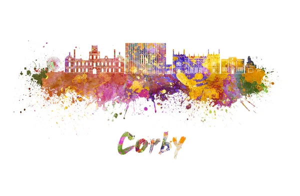 Corby Skyline Aquarell Spritzer Mit Beschneidungspfad — Stockfoto