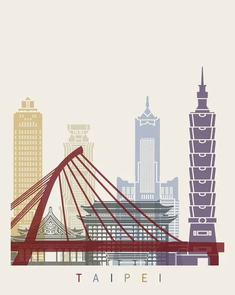 Poster skyline di Taipei — Vettoriale Stock